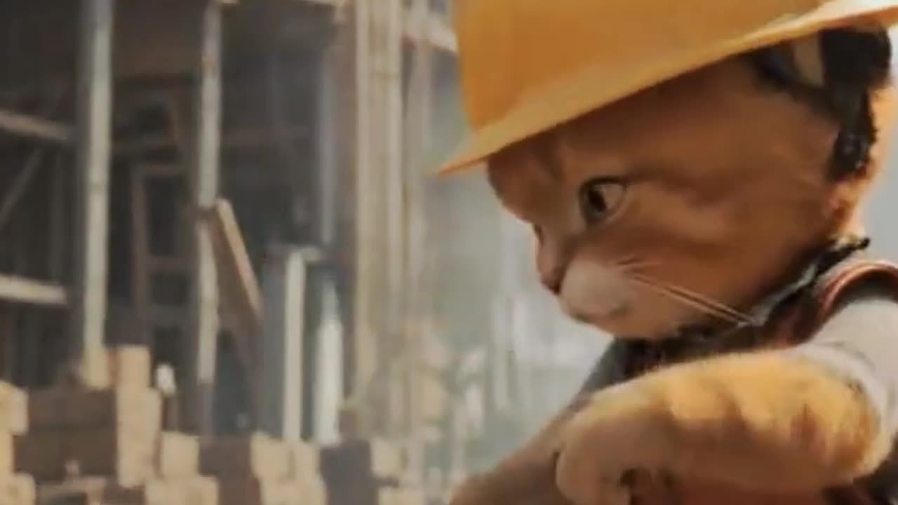 poor cat warking hard