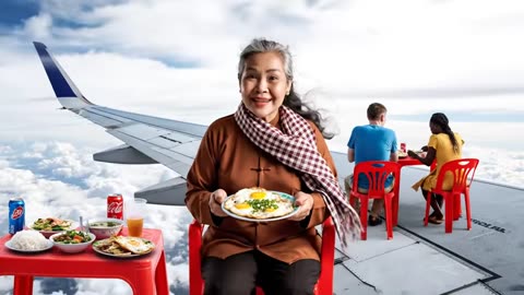 TRỨNG CHIÊN HÀNH TRÊN CÁNH MÁY BAY