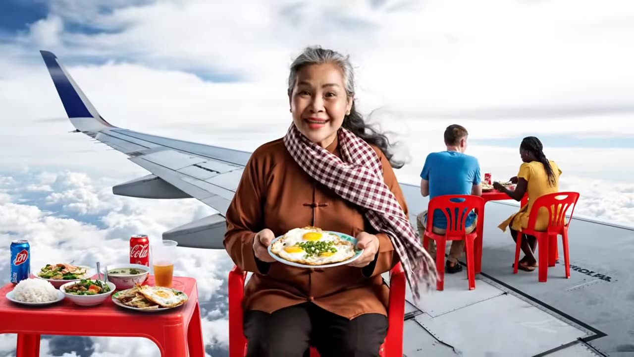 TRỨNG CHIÊN HÀNH TRÊN CÁNH MÁY BAY