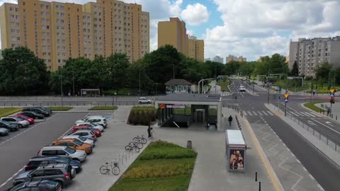 Urban Intersection with Metro Entrance