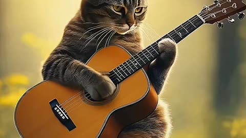 Gato de IA, tocando brasileirinho: #viola #classico #cat #ai #violao