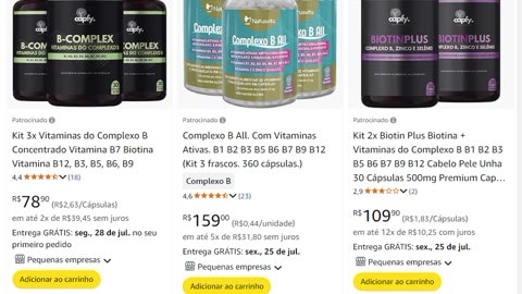 Kit 3x Vitaminas do Complexo B Concentrado Vitamina B7 Biotina