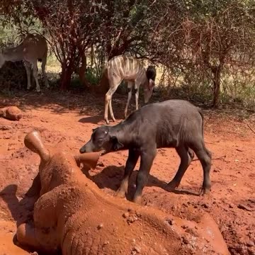 Mud Play & An Unexpected Friendship: The Little Rhino and the Curious Calf Tale"**