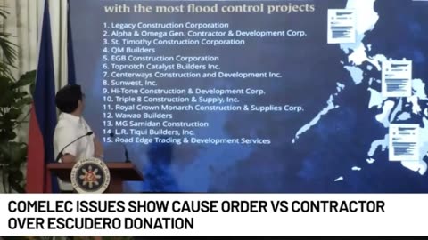 Comelec to issue show cause order vs contractor for P30-M donation to Sen. Escudero's campaign