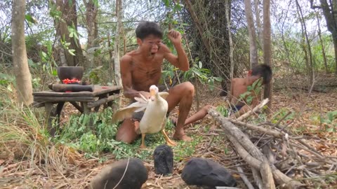 Wilderness cooking - Cooking Goose In jugle -eating delicious