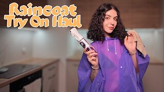 [4K] Purple Raincoat Try-On | Kitchen Cleaning Tutorial | Cozy Rainy Day Vibes