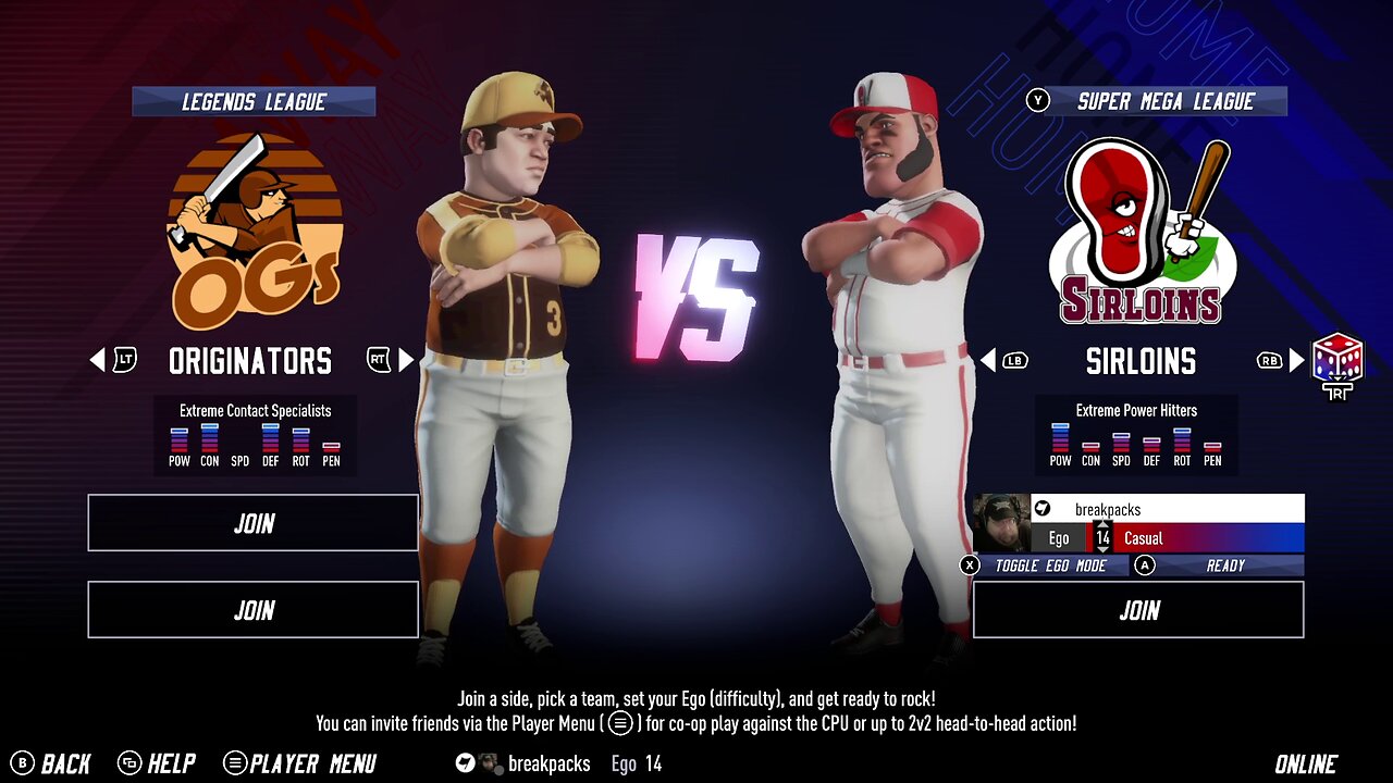 Super Mega Baseball 4 (Steam) - Exhibition: Originators vs Sirloins
