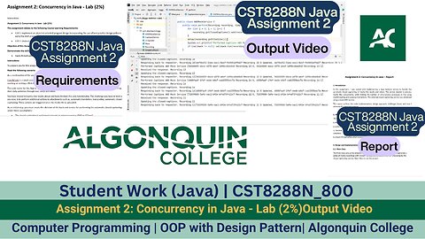 Student Work(Java) | 24F_CST8288N_800 OOP with Design Patterns Assignment 2 Output Video | Algonquin