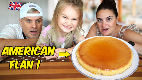 Brits Try American Flan for the first time! [Did it wobble] ??