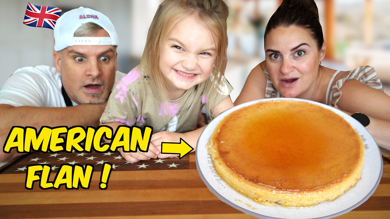 Brits Try American Flan for the first time! [Did it wobble] ??