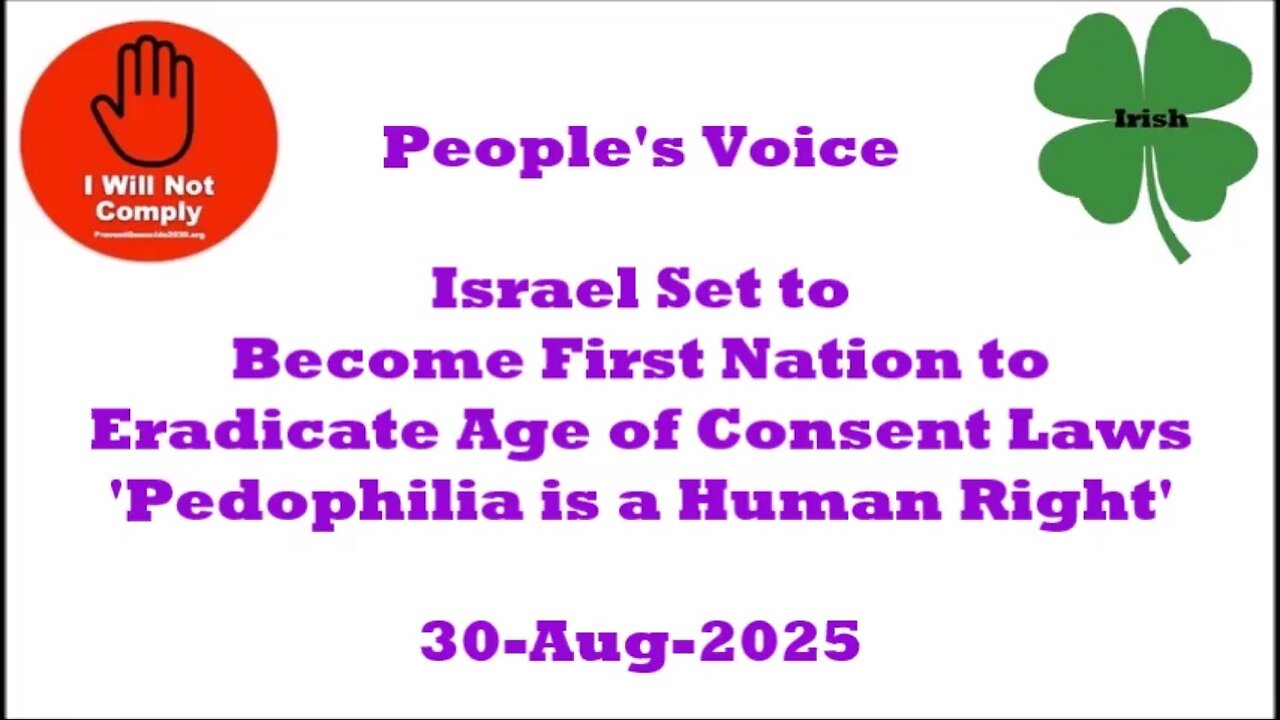 Israel First Nation to Eradicate Age of Consent Laws 30-Aug-2025