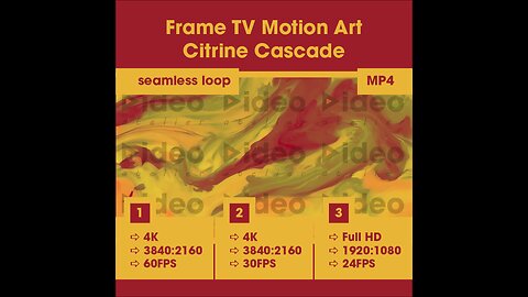 🟡Citrine Cascade • Frame TV Motion Art Home Office Spa • Low Stim • 4K Seamless Ambient Calm Modern
