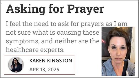 "Request for Prayer by Karen Kingston"