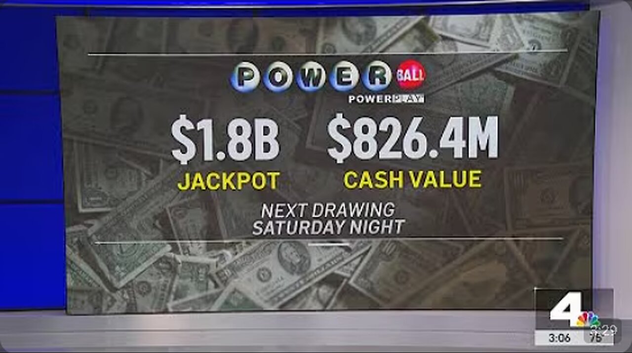 Powerball jackpot climbs to $1.8 billion ahead of Saturday's drawing