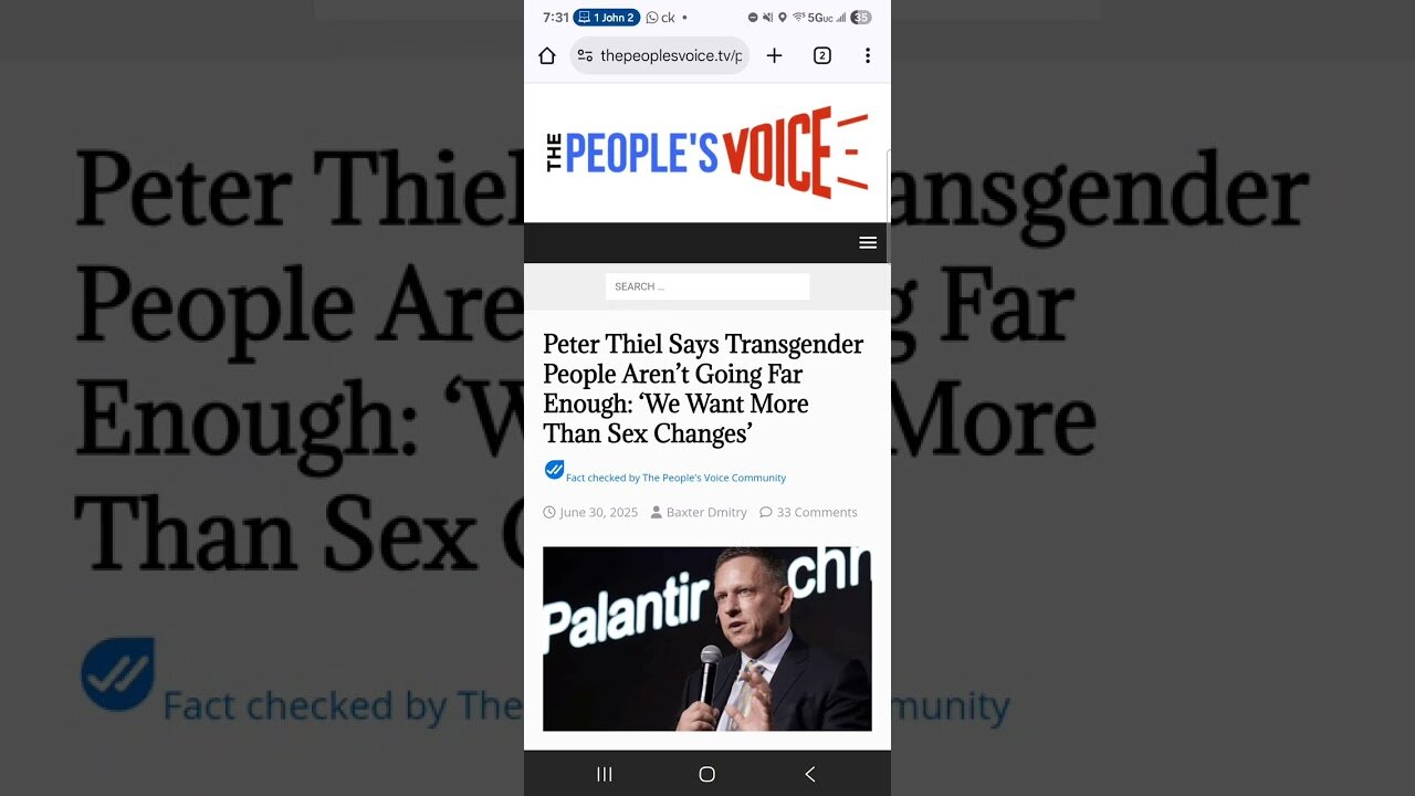 PETER THIEL PALANTIR: CHANGING MORE THAN GENDERS: THE WAR AGAINST CREATION ITSELF