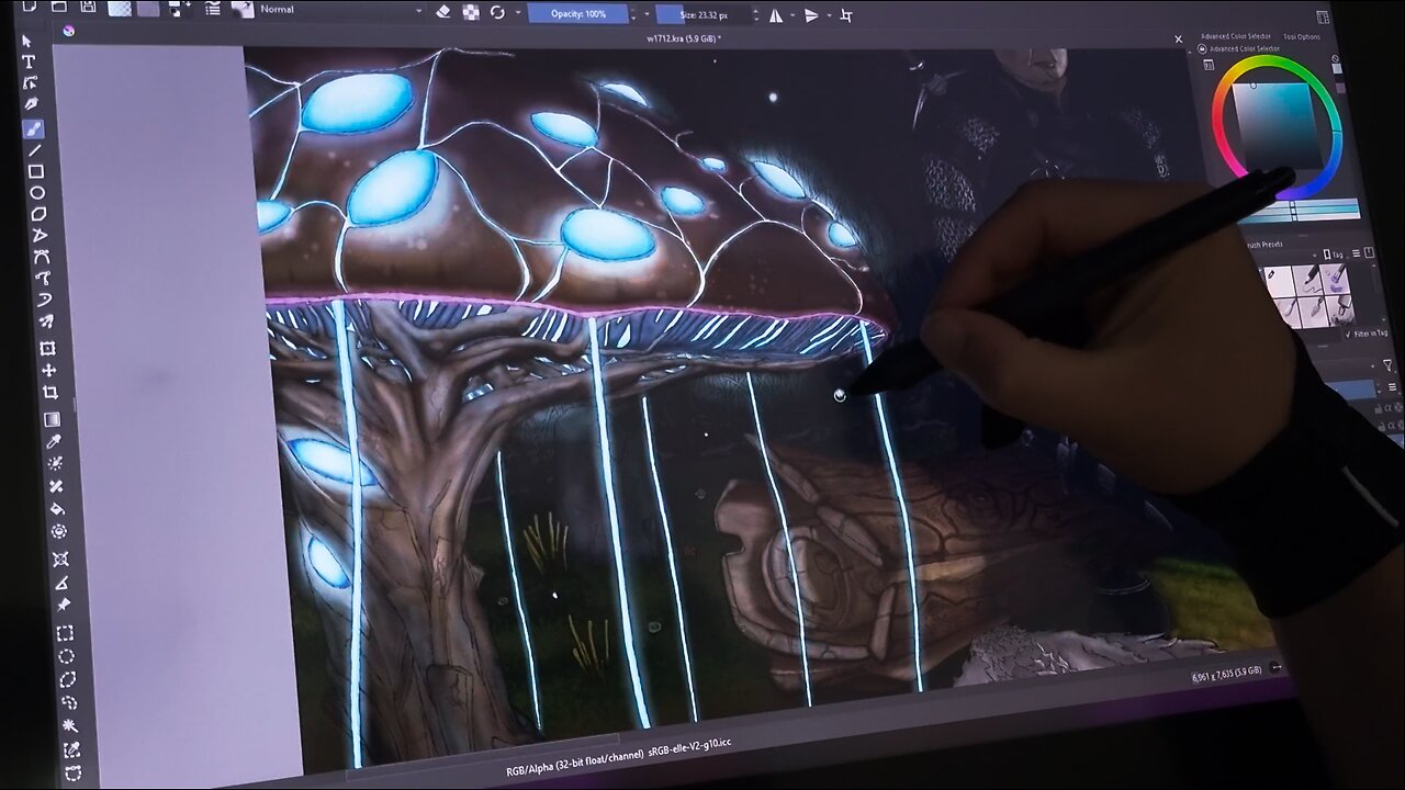 Shading A Comic Panel Part 3: The Glowing Mushroom Tree (Timelapse)