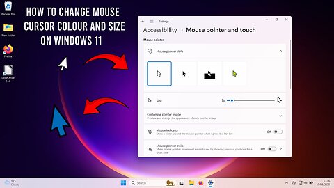 How to change mouse cursor colour and size on windows 11