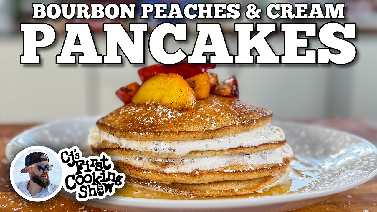 Bourbon Peaches & Cream Pancakes on the Blackstone Griddle