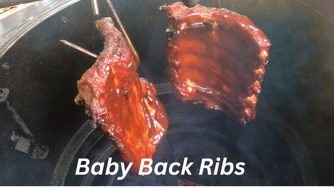Hanging Baby Back Ribs On The OJ's Bronco