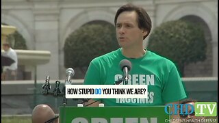 Jim Carrie & Wife Protest CDC and Asks :”How Stupid Do You Think We Are?”