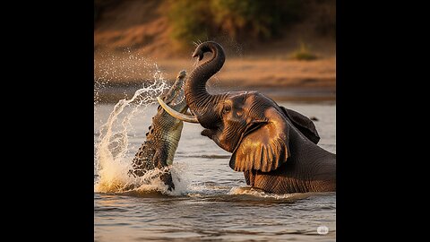 Elephant vs Crocodile Fight