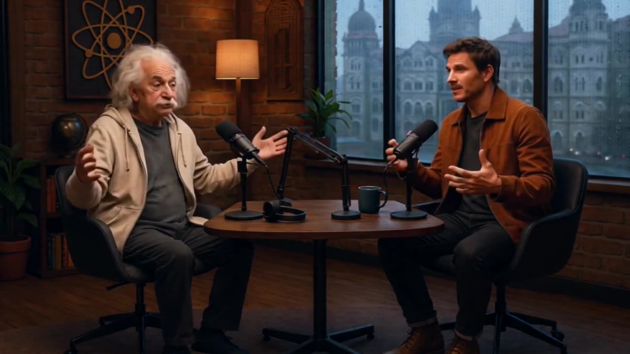 Albert Einstein and Pedro Pascal