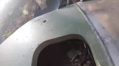 Piece of Exploding APC Flies into a Russian Trench