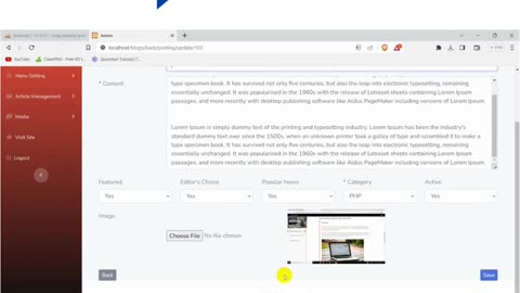 Student Work (Project) |WEB3200 Blog CMS System in CodeIgniter Output | Centennial College