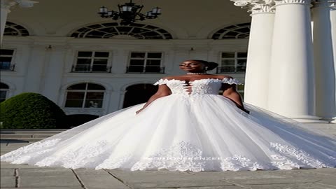 Princess Bridal Dress Featuring Hand-Embroidered Crystal Details ✨ #BridalStyle