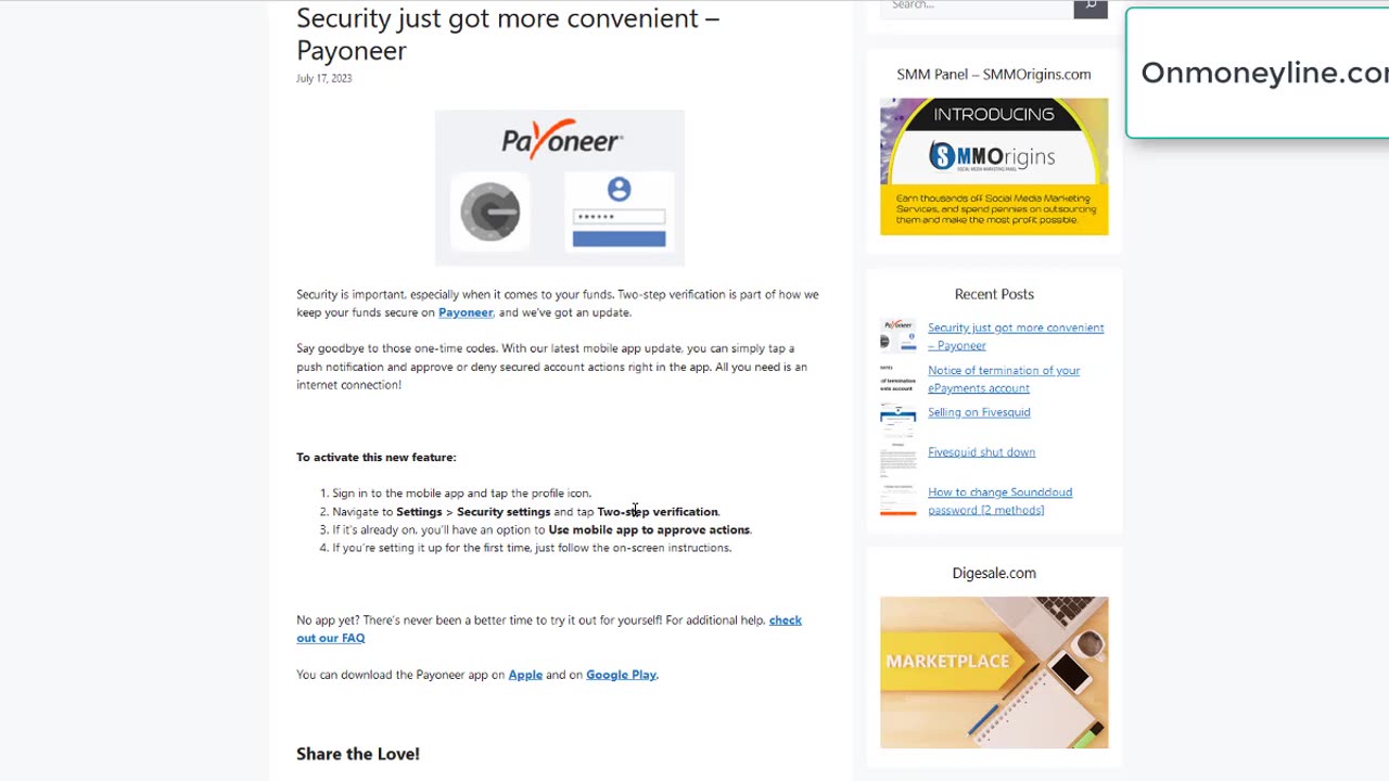 Security just got more convenient - Payoneer