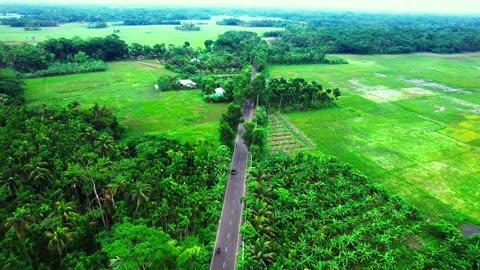 Cinematic Drone view village Highway l Free Drone Video