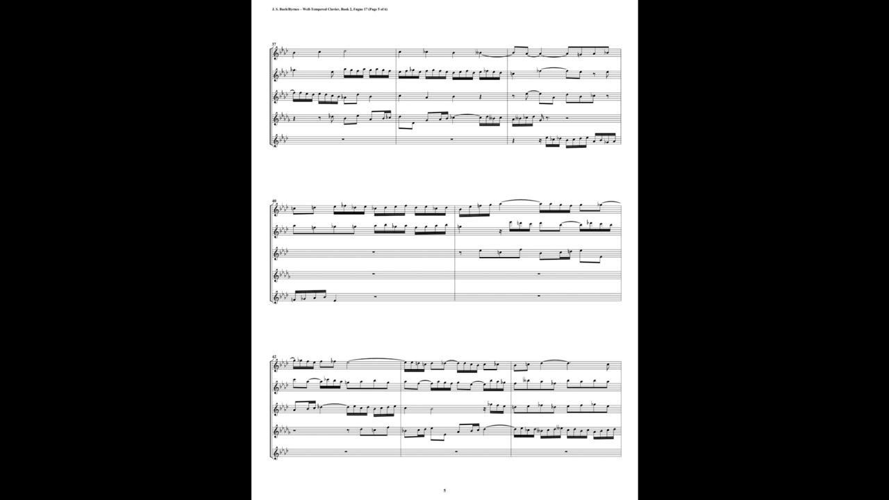 J.S. Bach - Well-Tempered Clavier: Part 2 - Fugue 17 (Flute Quintet)