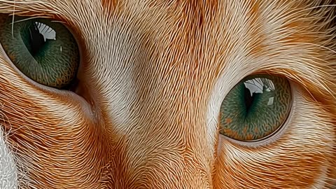 Cute curious orange cat peeking through a hole