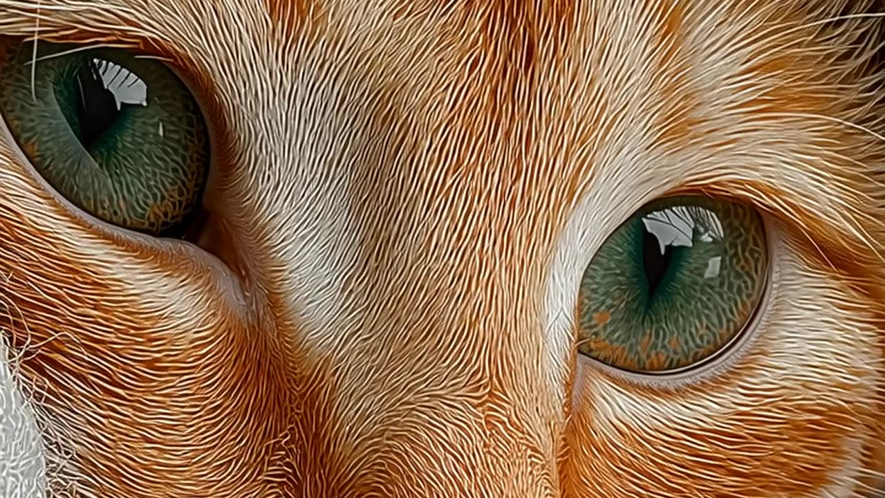 Cute curious orange cat peeking through a hole