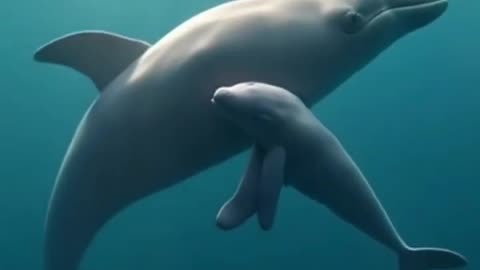 Heartwarming Bond_ A Baby Whale and Its Mother in the Ocean
