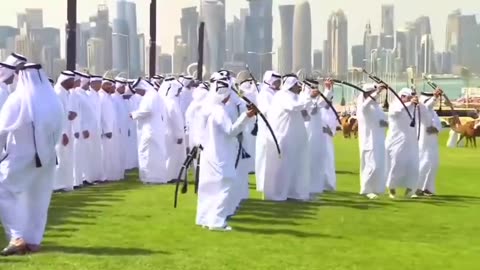 Trump's welcome in Qatar.