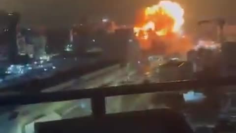 Footage of a direct impact from an Iranian ballistic missile in central Israel
