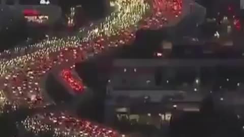 Day before Thanksgiving Traffic 405 Freeway in downtown Los Angeles 2025