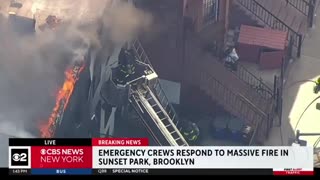 Emerging: Large fire damaging several residential buildings in Bed-Stuy area of Brooklyn, New York
