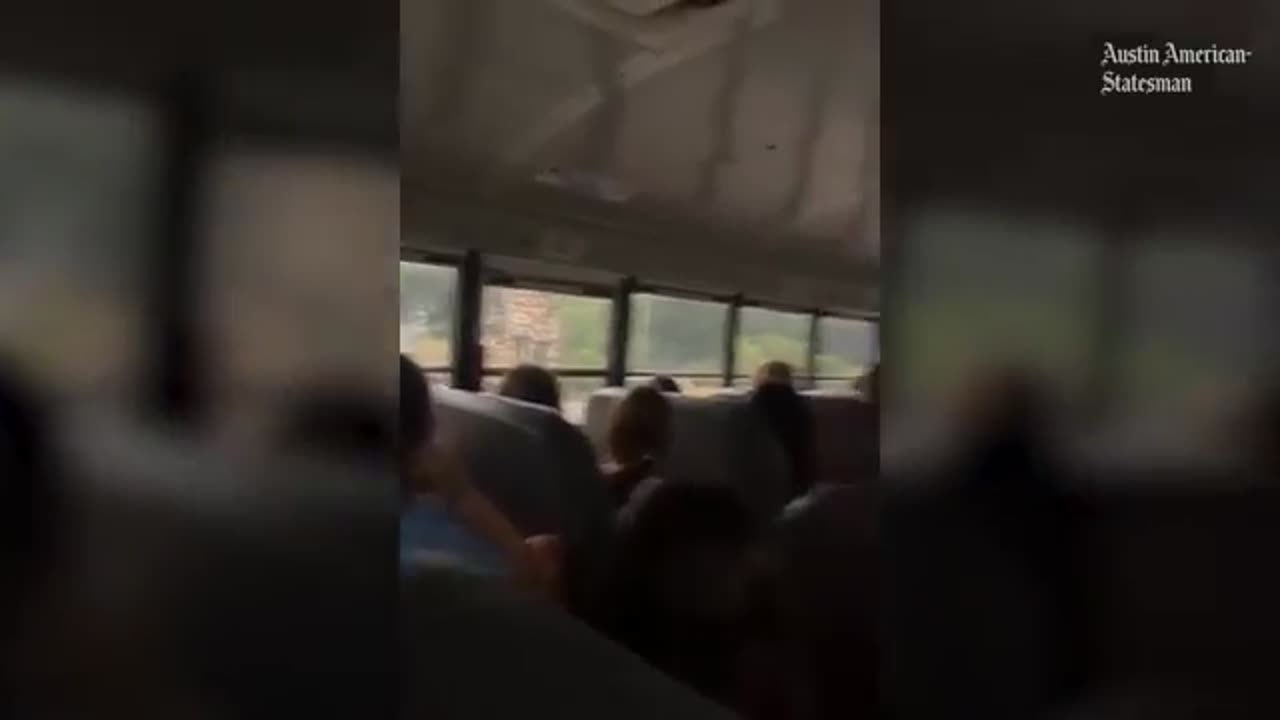 survivors sing songs of worship during evacuation while passing scenes of Texas flooding damage