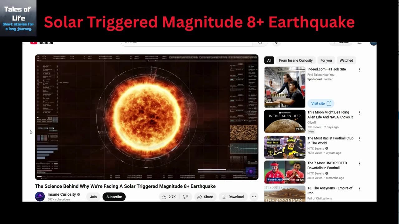 Solar Triggered Magnitude 8+ Earthquake