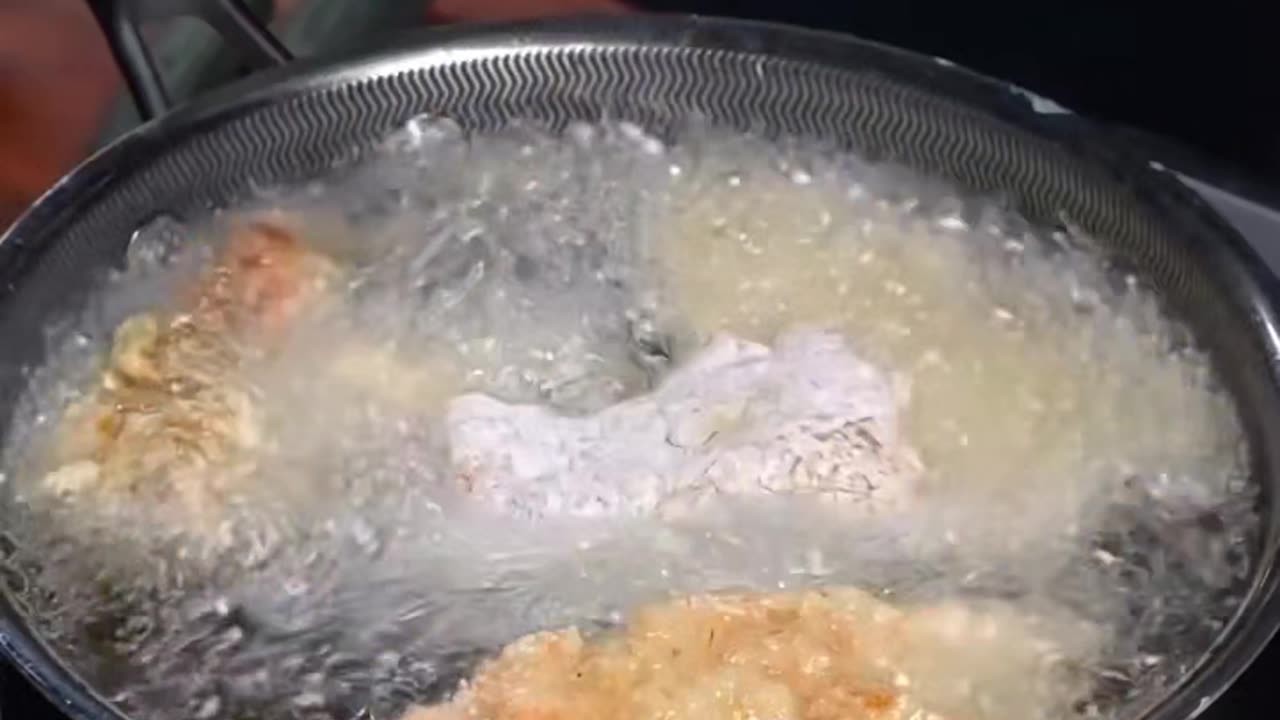 Pasta with ketchup,fried chicken skin,crispy fried chicken with mayo mustard sauce