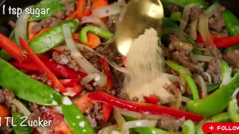 The most delicious ground beef stir - fry in 15 minutes - so easy ! 🥰😋