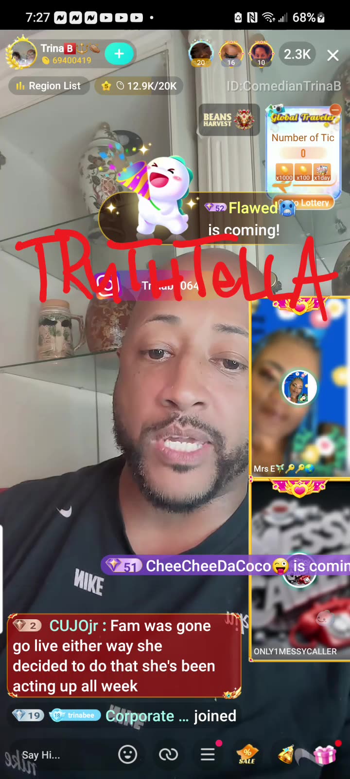 TRINA B LIVE WHILE FAMGONATURAL SON WAS TALKING