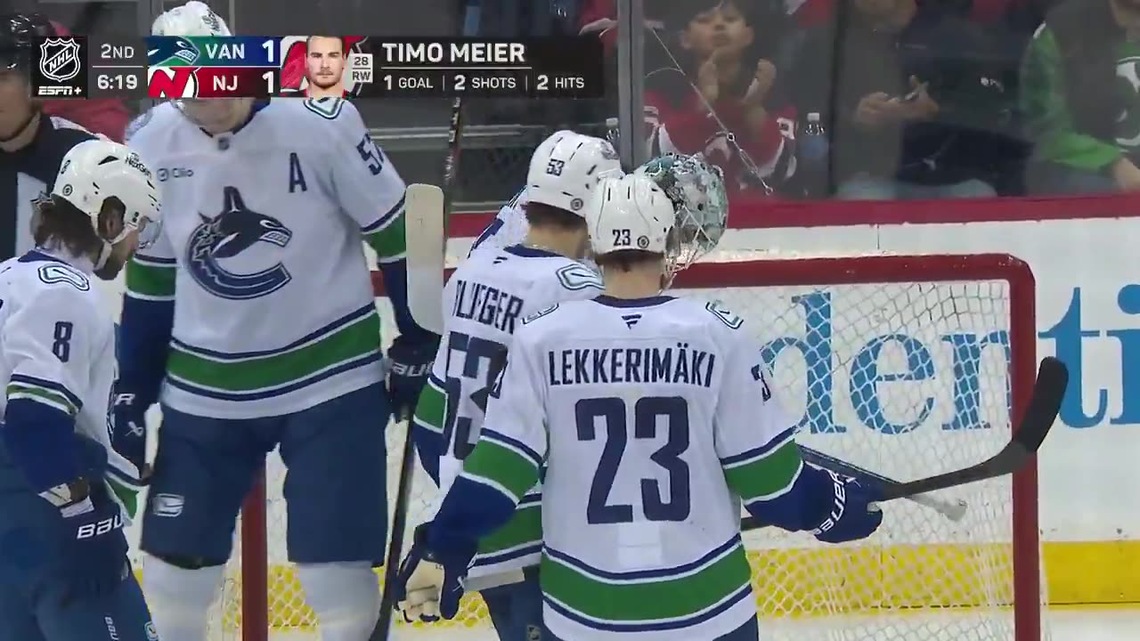 NHL Thatcher Demko had a little bit of trouble here trying to find the puck 😅