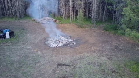 Burning slash pile