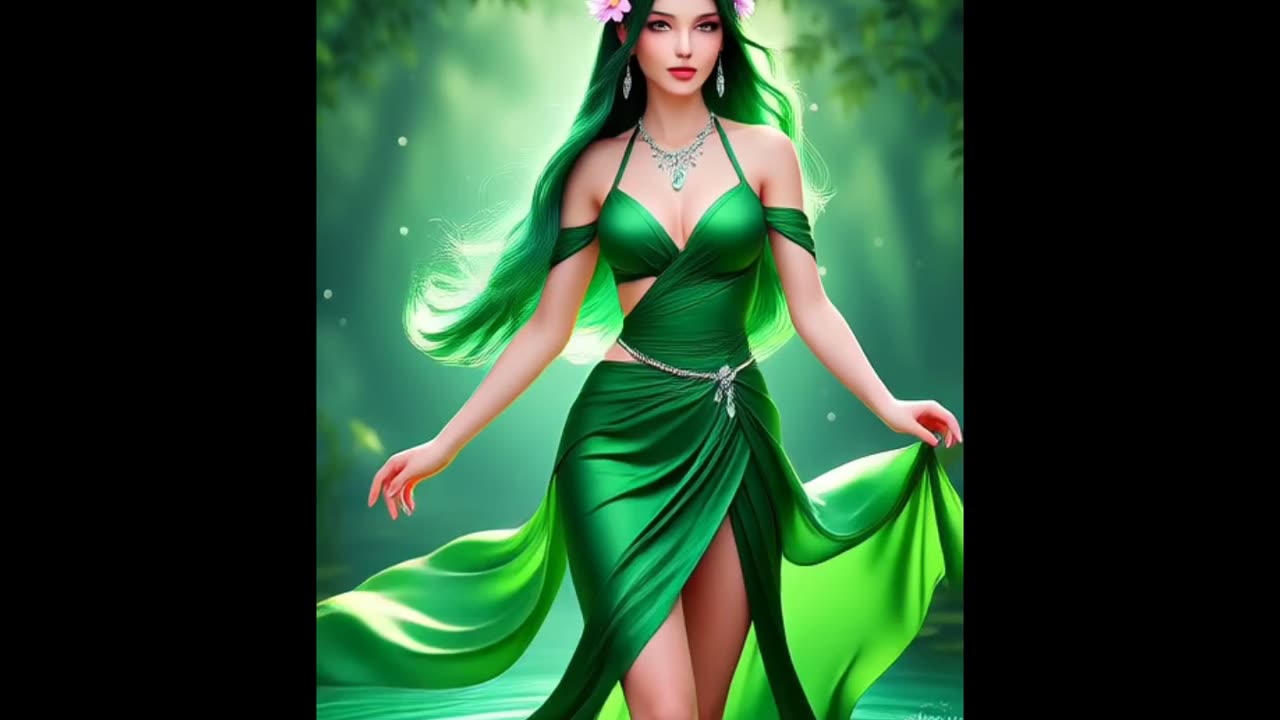 Mystic Elegance: The Lady of the Emerald Pond