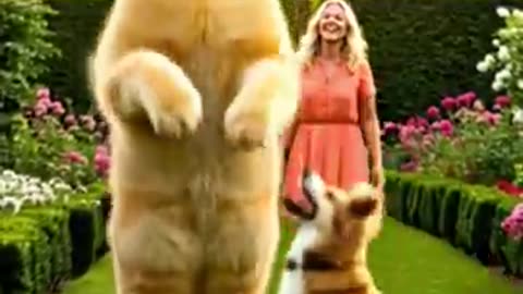cute cat, dog playing with pretty lady🐈🐕