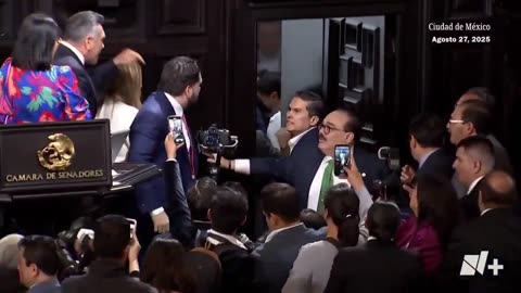 A fight breaks out in the Mexican Senate