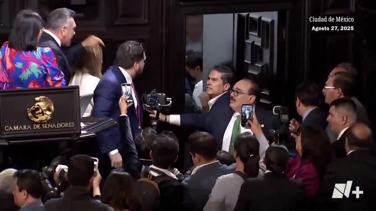A fight breaks out in the Mexican Senate